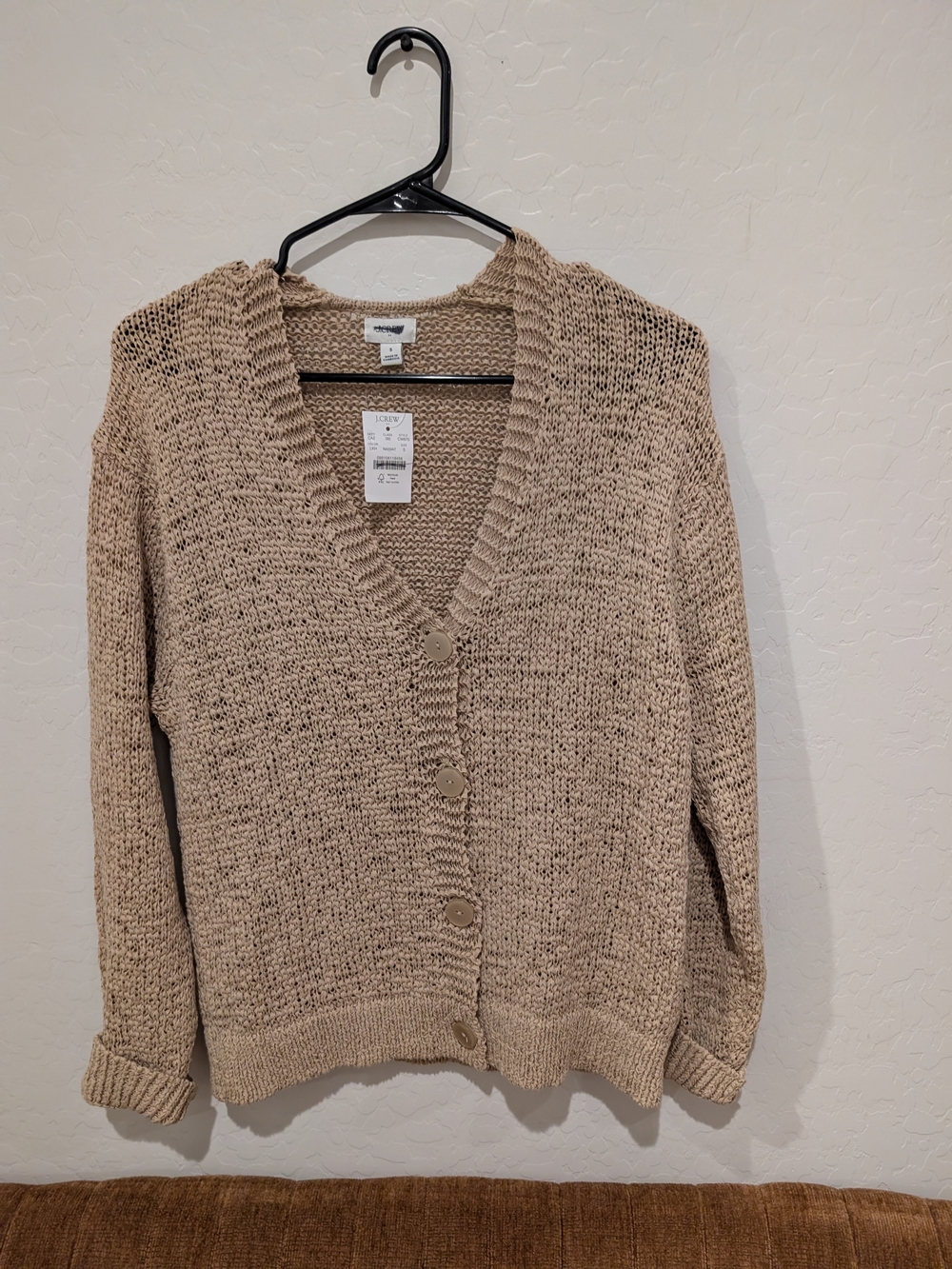 J. Crew Neutral Beige V-Neck Button Cardigan